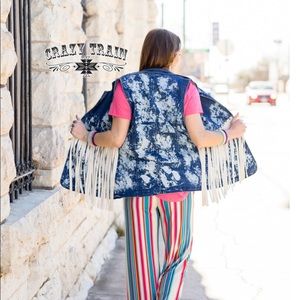 Crazy Train Bleached Fringe Vest